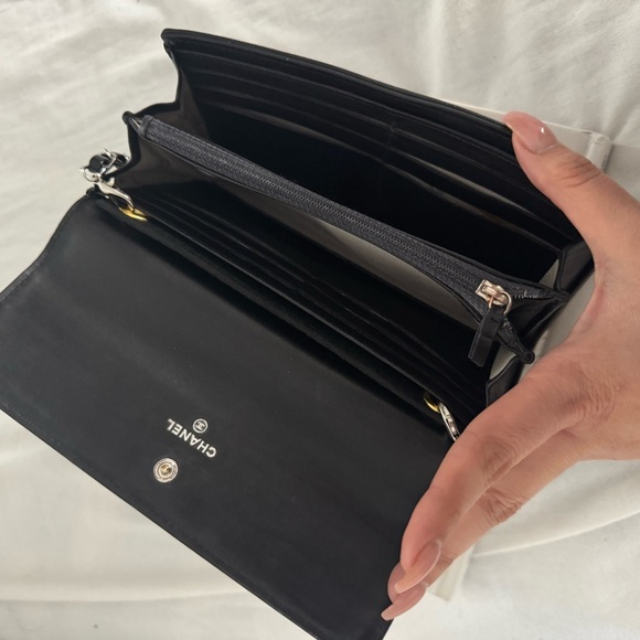 Authentic Chanel Long Wallet On Chain Caviar Leather - Picture 3 of 11